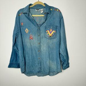 Vintage PTNY denim button down shirt size XL